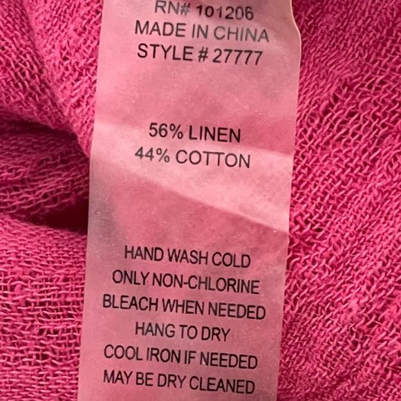 Soft Surroundings XS Hot Pink Linen Cotton Blend Textured Button Down Shirt - Picture 7 of 7